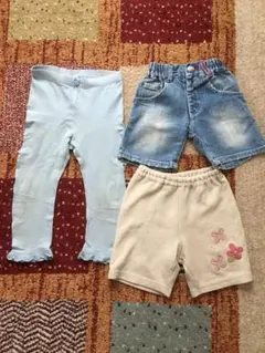 女の子90子供服セット3着まとめ売り半袖Tシャツ半ズボンパンツ春夏809095