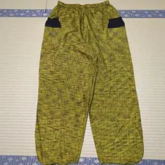 イエロー黒系チェック サルエルパンツ