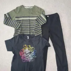 UNIQLO マリオ　Tシャツ　長袖　黒ズボン 150