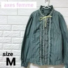 axes femme ストライプ フリル 長袖シャツ 薔薇 金ボタン ロリータ