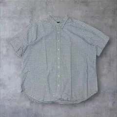 90s Ralph Lauren 半袖シャツ ギンガムチェック 青 2XLBIGのサムネイル