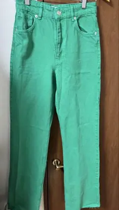 ZARA ザラ カラーパンツ ストレートデニム グリーン サイズ24