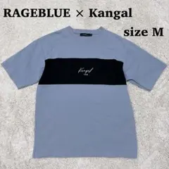 レイジブルー カンゴール コラボ 別注 切替 半袖 Tシャツ 刺繍 ロゴ ブルー