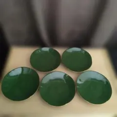 美濃焼　庫山窯　緑色の皿5枚セット