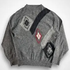値下【Euro vintage】イタリア製 アーガイル 変形ケーブルレトロニット