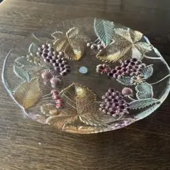 果物と葉のデザイン ガラス大皿