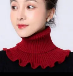 スヌード　レディース　ニット　赤　付け襟　ネックウォーマー　マフラー　おしゃれ冬