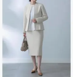 15.デミルクスビームス ツイード セットアップ ベージュ 36 サイズ