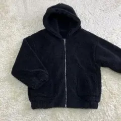 ブラック フリースジャケット フード付き