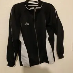 訳あり！サイズタグなしasics ジッパー付きジャケット ブラック/ホワイト
