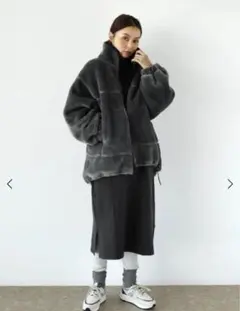 ヤマダヤ　CLOVE バイピングボアブルゾン　チャコールグレー