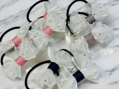 キラキラオーガンジー　リボン　ヘアゴム　フォーマル　卒園入園