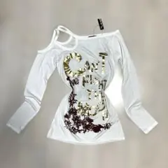 y2k 00s グランジ　平成ギャル　ピチT ロンT 英字　ダークコア　パンク