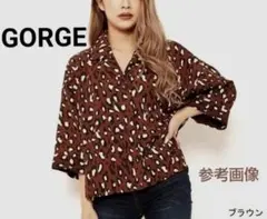 GORGE 七分袖 ヒョウ柄 シャツ ブラウン F ゆったり オーバーサイズ