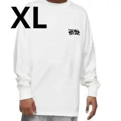 秋冬で大活躍!!　ロングTシャツ!(白)　ホワイト　極厚　XL　ロゴ