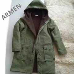 ARMEN フランス製 フード付き裏ボアコート カーキグリーン