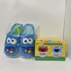 セサミストリート クッキーモンスター ルームシューズ 蓋付きマグカップ