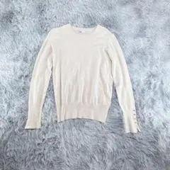 『ZARA』ザラ　ニット　セーター　リブ編み　袖ボタン　薄手　ベージュ