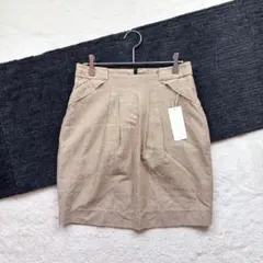 ✨【ハレ】M ベージュ スカート カジュアル タイト タック入り 春夏 膝上のサムネイル