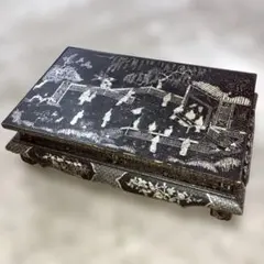 【今月末まで】中国美術　中国家具　螺鈿細工　骨董　石細工　黒塗り キャビネット 2025年最新】中国 螺鈿の人気アイテム - メルカリ