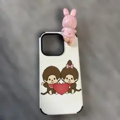 モンチッチ iPhone15プロケース 立体うさぎ付き