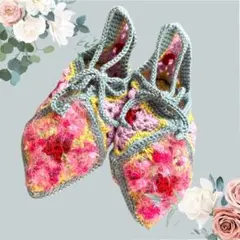 かぎ針編み グラニースクエア靴下