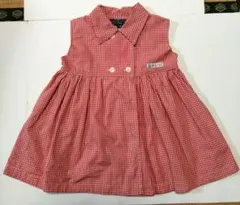 ベビー服　ノースリーブワンピース　赤　ギンガムチェック　12M(75〜80㌢）
