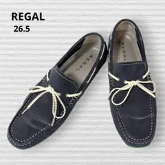【美品】REGAL デッキシューズ ドライビング スエード ネイビー 25cm スエード ドライビングシューズ スウェード ドライビング シューズ