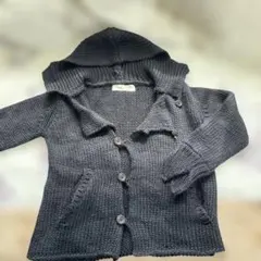 パーカーカーディガン　ブラック　Ｍ