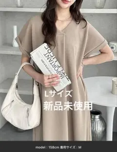GeeRA半袖 ロングワンピース ベージュ Lサイズのサムネイル