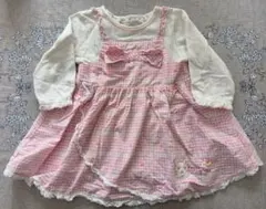 Coeur a Coeur ギンガムチェック　長袖ワンピース 80