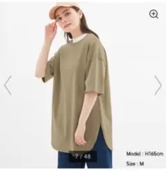 ヘビーウェイトオーバーサイズＴ(5部袖) Ｍ　ベージュ