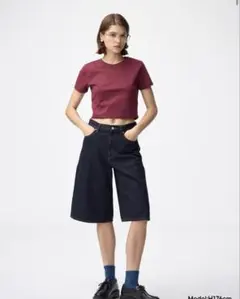 Gu ショートパンツ デニム ハーフパンツ Sサイズ ネイビー ジーユー