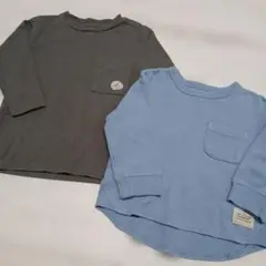グレーと水色の長袖Tシャツ2枚セット　90