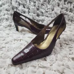 Maimai様専用美品 ローレンラルフローレン 本革 型押し 太ヒール パンプス