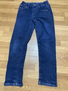 ダークブルー ストレートパンツ ウエストゴム