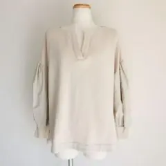 新品タグ付き ブージュルード 袖 ボリューム プルオーバー 異素材 エクリュ F