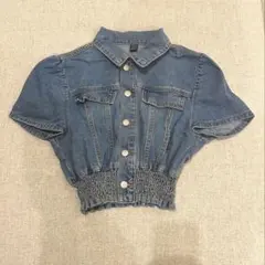 デニムブルー クロップドジャケット