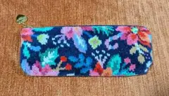 フェイラー花柄ポーチ ペンケース メガネ入れ ネイビー　(中古品)