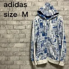 【adidas】アディダス ジップパーカー パーカー 長袖 お洒落 総柄