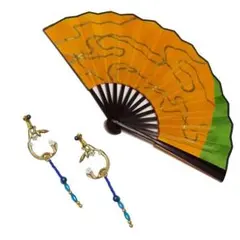 【甲斐田晴 四神衣装の扇子＆イヤリング 玄武 コスプレ 小道具 衣装】