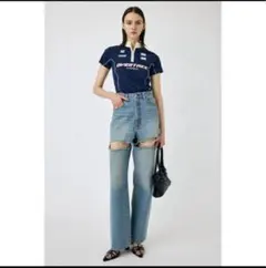 moussyハイウエストストレートデニム