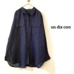un dix cors 長袖シャツ　薄手　リネン コットン混　ネイビー　Fのサムネイル