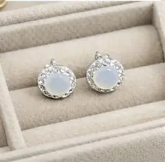 オパール風 ピアス シルバー ラウンド 上品 キラキラ レディース 韓国