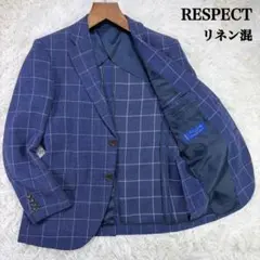 【リネン混】リスペクト ウィンドウペン テーラードジャケット 春夏 薄手のサムネイル