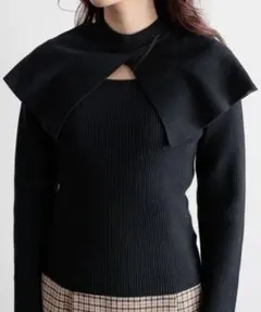 【mysty woman 】ミスティウーマン 限定品 ニット セーター リブ 黒