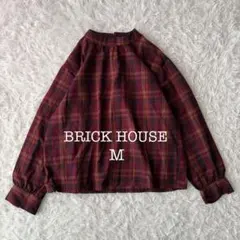 ブリックハウスバイトーキョーシャツ チェック柄 スタンドカラー 長袖シャツ M