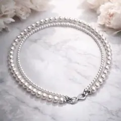 【新品】入園式　冠婚葬祭　フォーマル　パールネックレス2連　入学式　大人綺麗め