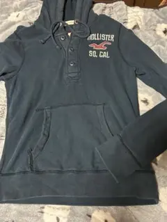 HOLLISTER パーカー ネイビー メンズSサイズ　アメリカ古着　汚れ有りのサムネイル