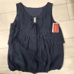 ネイビー パール装飾 パーティードレス 38